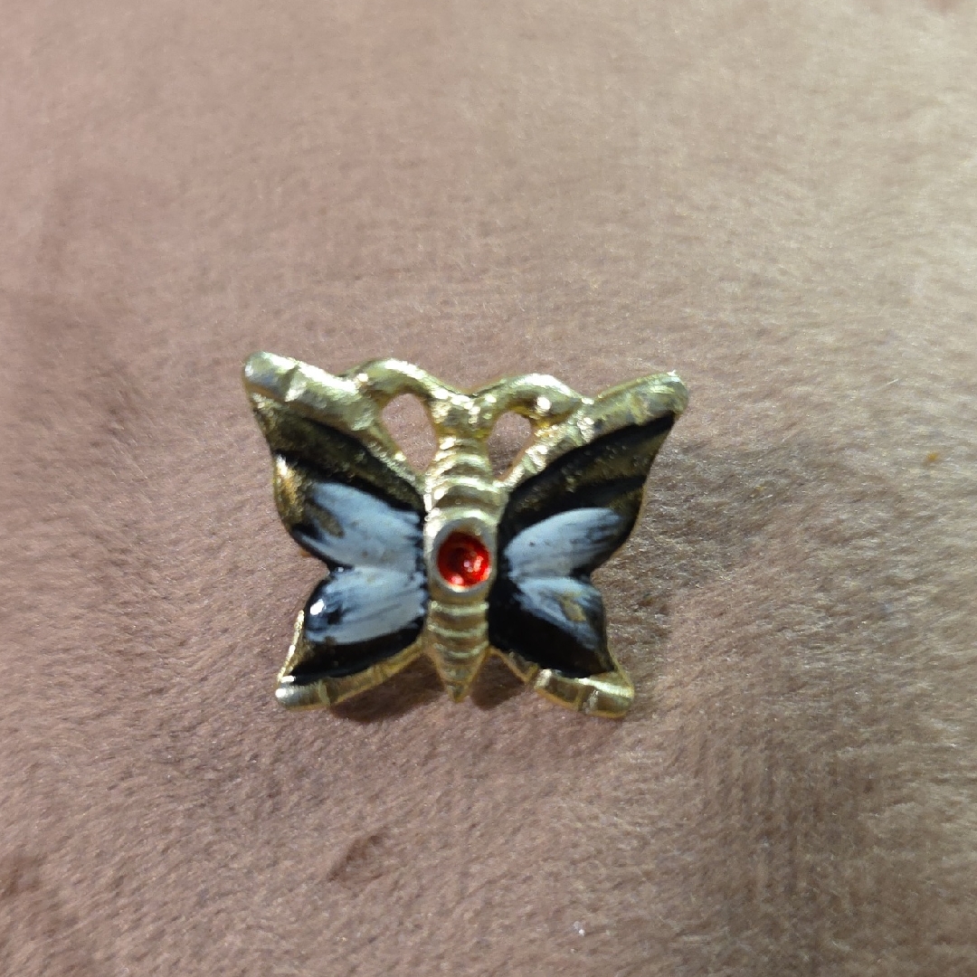 Vintage Hong Kong? Dainty Gold And Black Butterfly Brooch